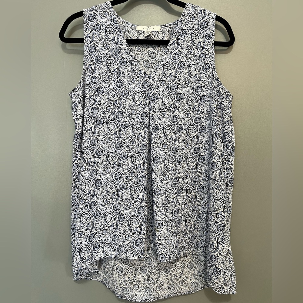 Fever Paisley Print Blouse - Navy and White